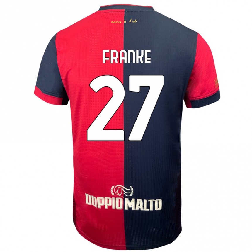 Femme Football Maillot Antoni Franke #27 Rouge Bleu Foncé Tenues Domicile 2024/25