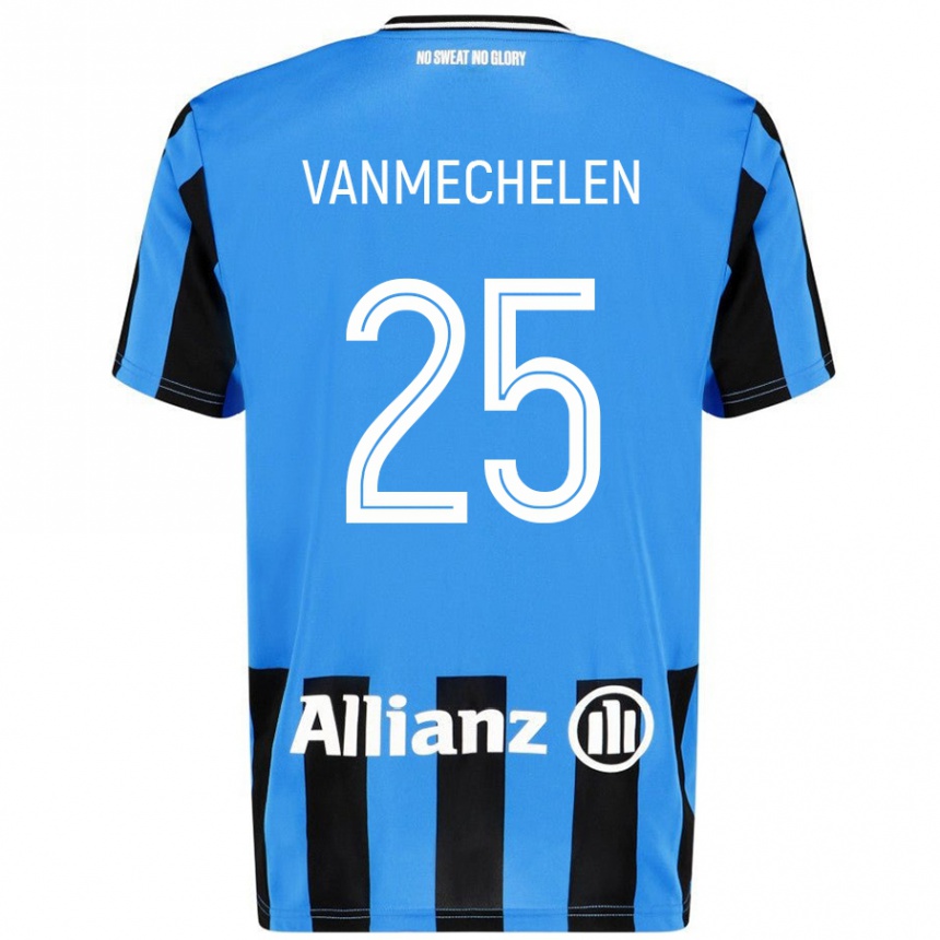 Femme Football Maillot Davinia Vanmechelen #25 Bleu Ciel Noir Tenues Domicile 2024/25