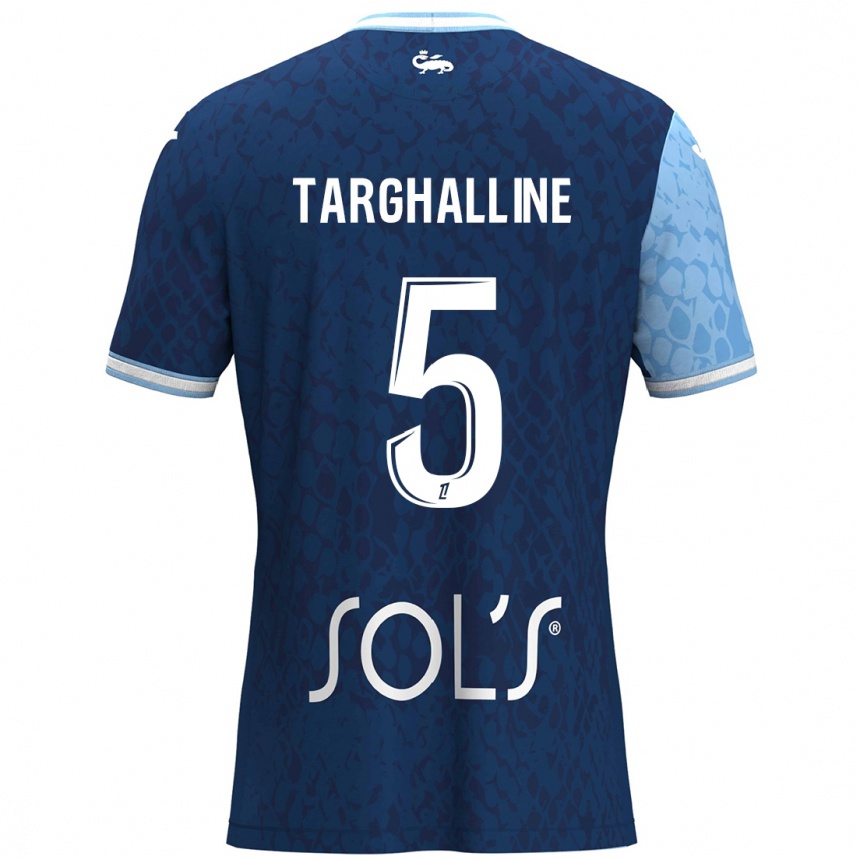 Femme Football Maillot Oussama Targhalline #5 Bleu Ciel Bleu Foncé Tenues Domicile 2024/25