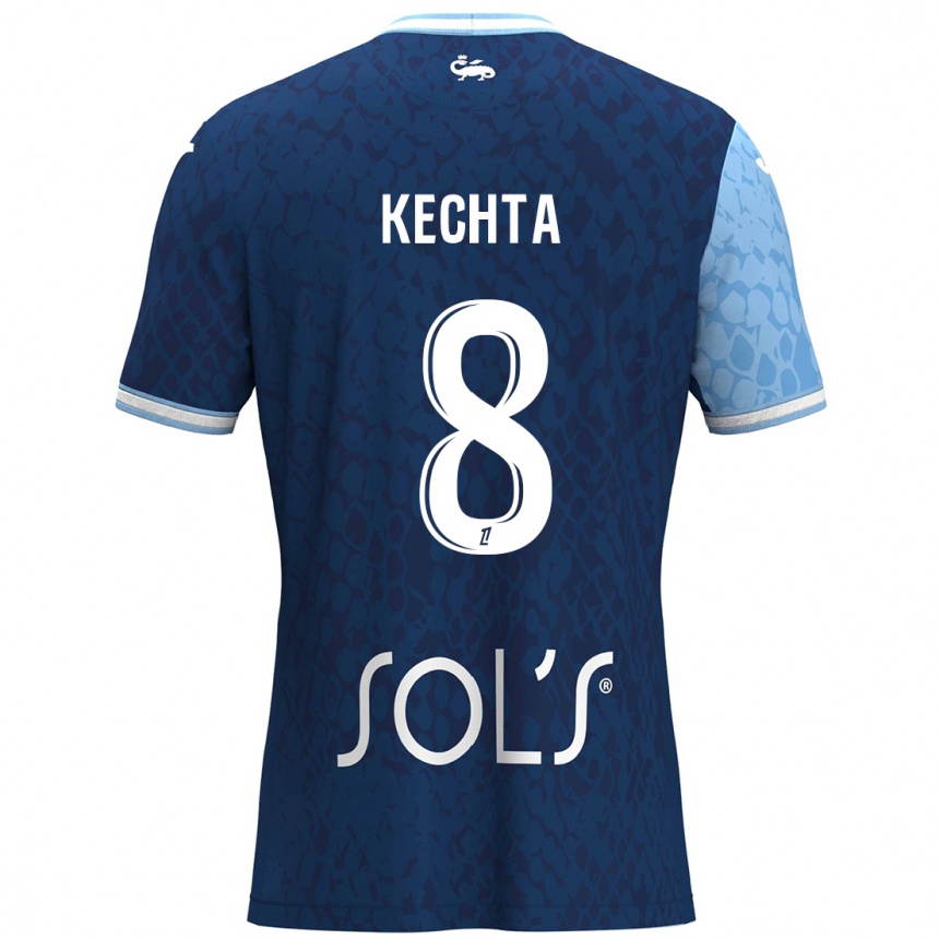 Femme Football Maillot Yassine Kechta #8 Bleu Ciel Bleu Foncé Tenues Domicile 2024/25