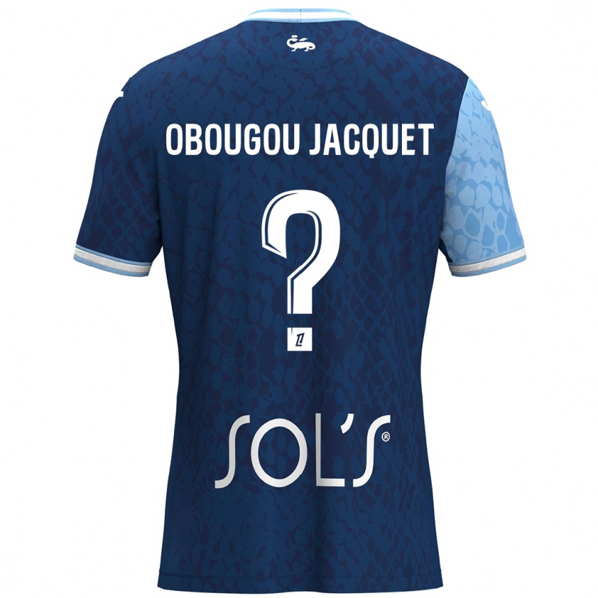 Femme Football Maillot Noam Obougou Jacquet #0 Bleu Ciel Bleu Foncé Tenues Domicile 2024/25