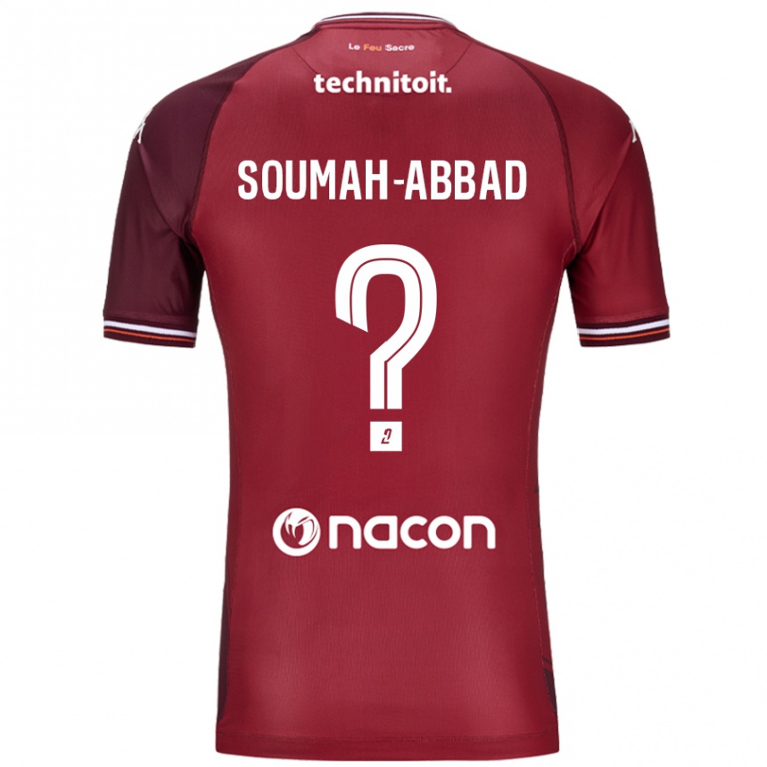 Femme Football Maillot Édouard Soumah-Abbad #0 Rouge Grenade Tenues Domicile 2024/25