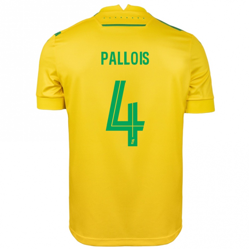 Femme Football Maillot Nicolas Pallois #4 Jaune Vert Tenues Domicile 2024/25