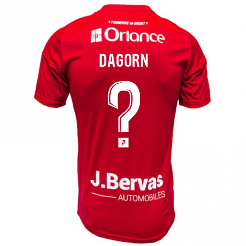 Femme Football Maillot Maxime Dagorn #0 Rouge Blanc Tenues Domicile 2024/25