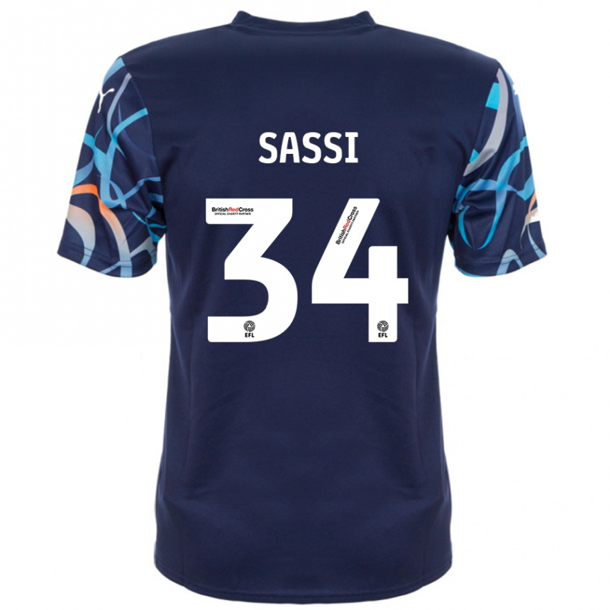 Femme Football Maillot Dan Sassi #34 Bleu Marine Tenues Extérieur 2024/25