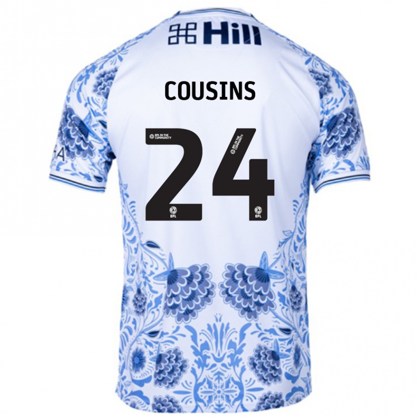 Femme Football Maillot Jordan Cousins #24 Blanc Bleu Tenues Extérieur 2024/25