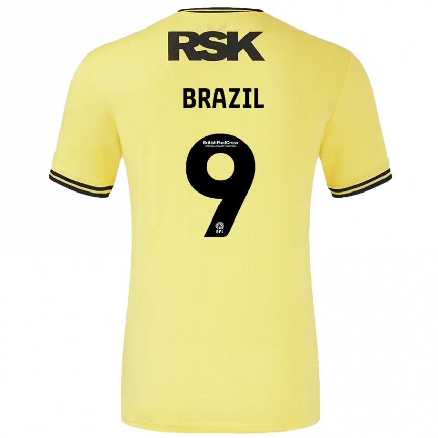 Femme Football Maillot Ellie Brazil #9 Jaune Noir Tenues Extérieur 2024/25