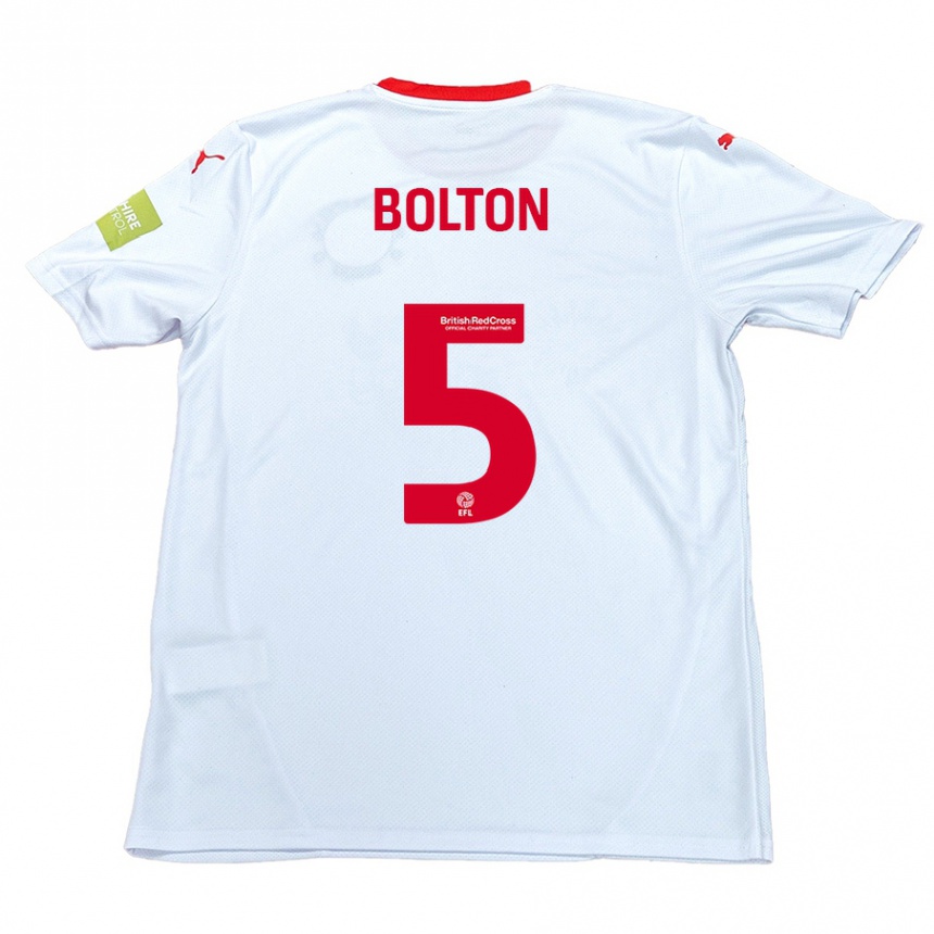 Femme Football Maillot James Bolton #5 Blanc Tenues Extérieur 2024/25