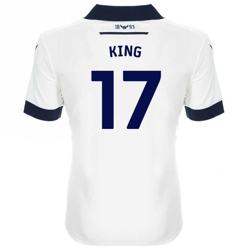 Femme Football Maillot Sarah King #17 Blanc Bleu Marine Tenues Extérieur 2024/25