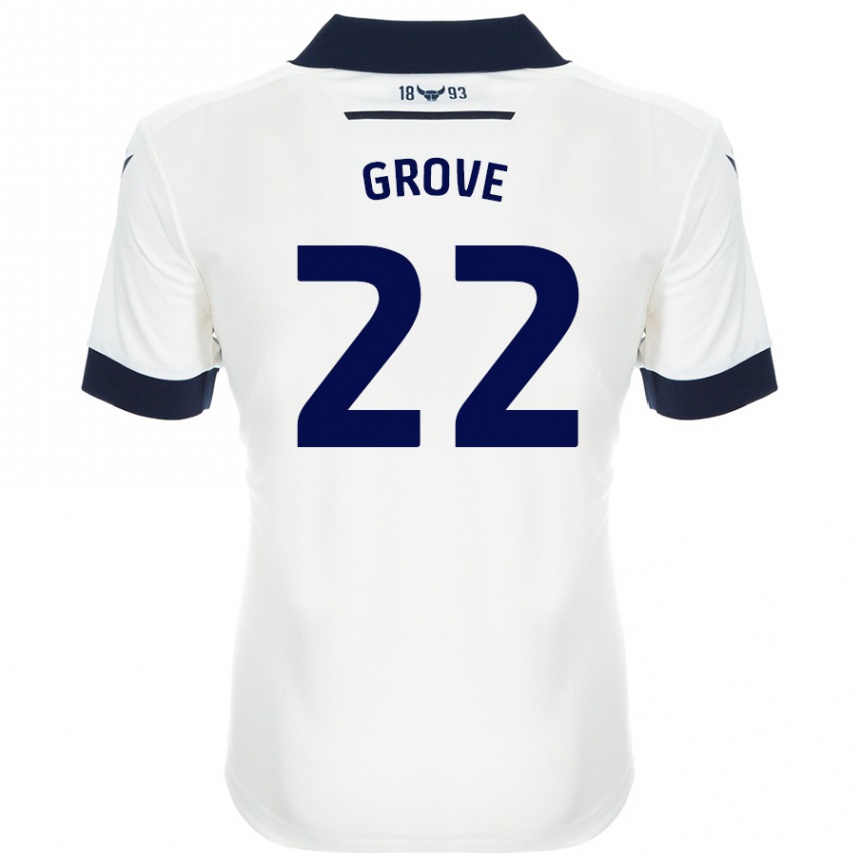 Femme Football Maillot Jade Grove #22 Blanc Bleu Marine Tenues Extérieur 2024/25