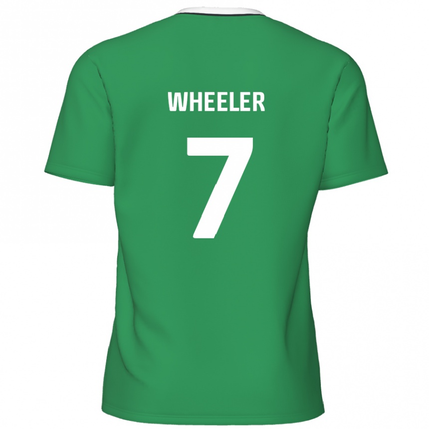 Femme Football Maillot David Wheeler #7 Rayures Blanches Vertes Tenues Extérieur 2024/25