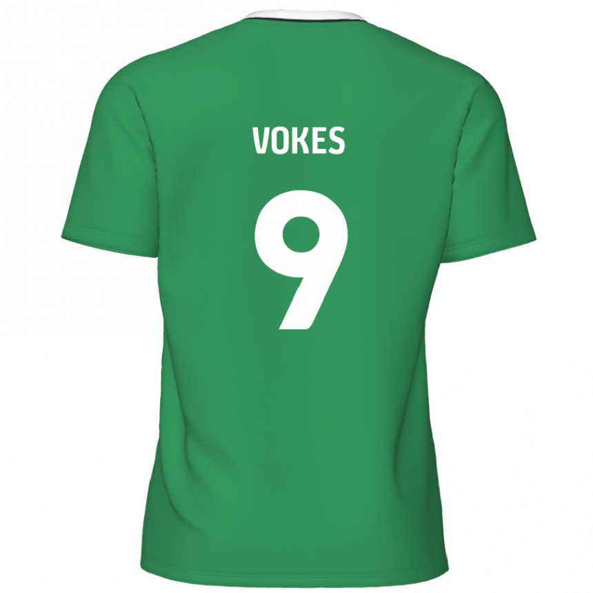 Femme Football Maillot Sam Vokes #9 Rayures Blanches Vertes Tenues Extérieur 2024/25