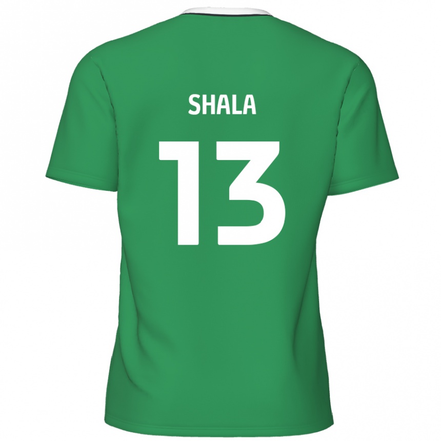 Femme Football Maillot Laurence Shala #13 Rayures Blanches Vertes Tenues Extérieur 2024/25