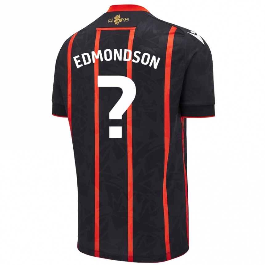 Femme Football Maillot Stephen Edmondson #0 Noir Rouge Tenues Extérieur 2024/25