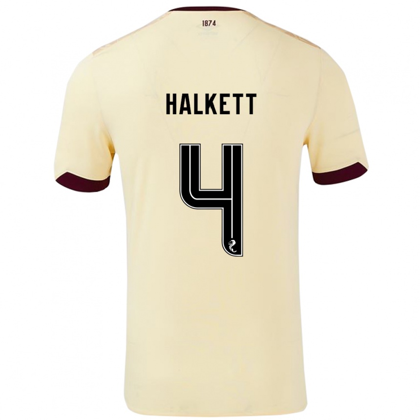 Femme Football Maillot Craig Halkett #4 Crème Bordeaux Tenues Extérieur 2024/25