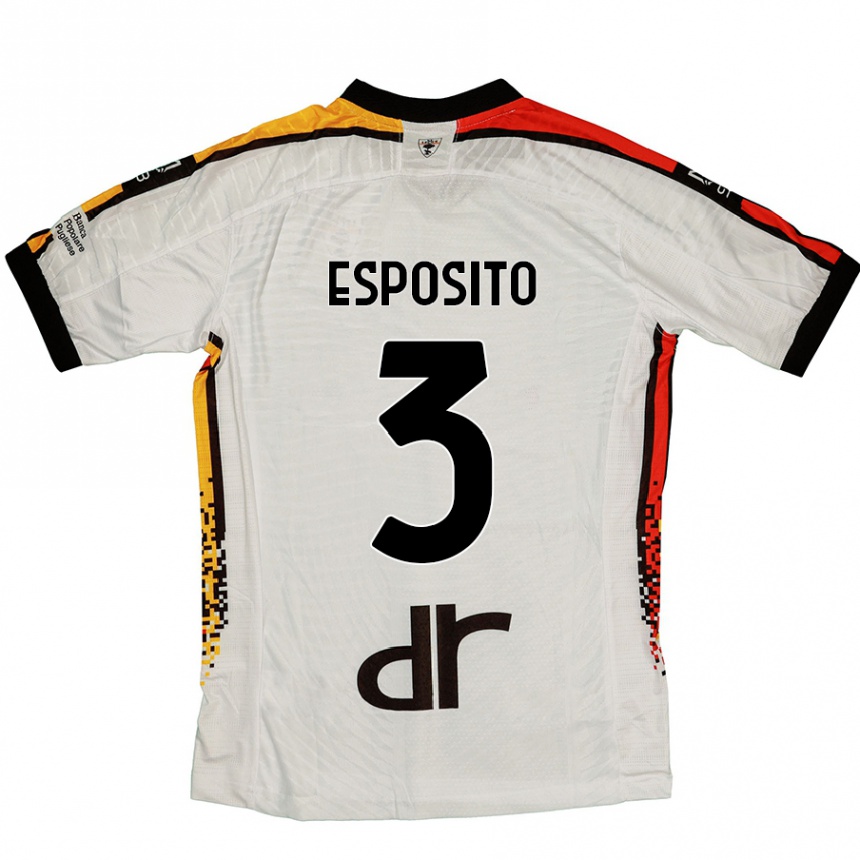 Femme Football Maillot Sebastian Esposito #3 Blanc Noir Tenues Extérieur 2024/25