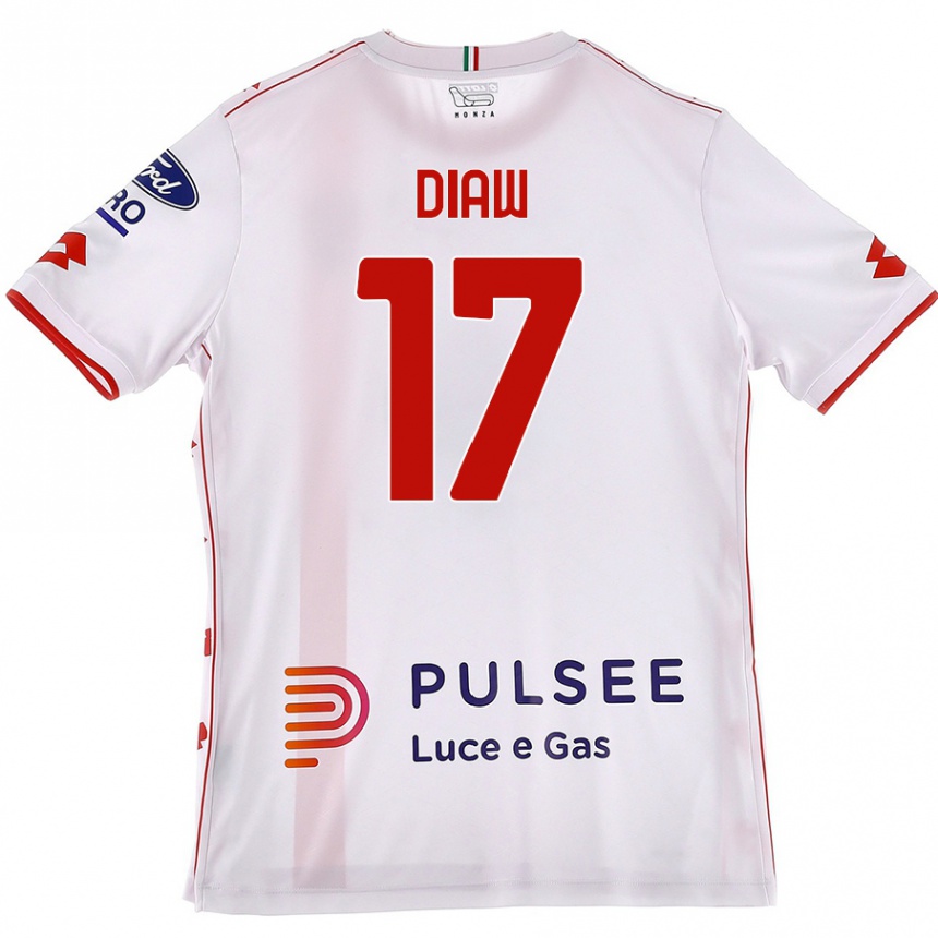 Femme Football Maillot Davide Diaw #17 Blanc Rouge Tenues Extérieur 2024/25