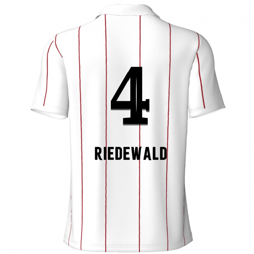 Femme Football Maillot Jairo Riedewald #4 Blanc Noir Tenues Extérieur 2024/25