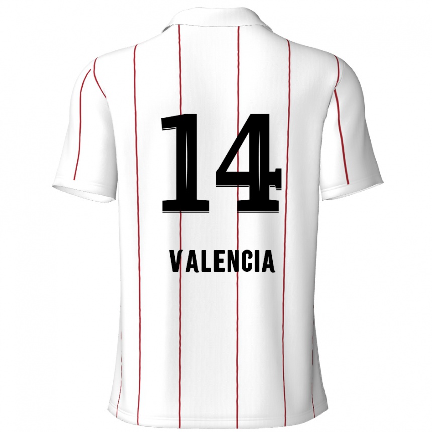 Femme Football Maillot Anthony Valencia #14 Blanc Noir Tenues Extérieur 2024/25