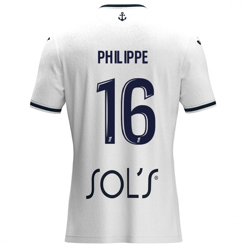 Femme Football Maillot Laëtitia Philippe #16 Blanc Bleu Foncé Tenues Extérieur 2024/25