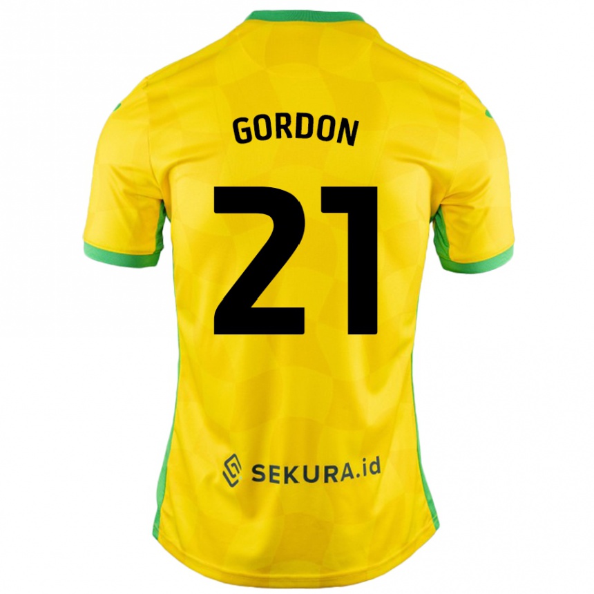 Enfant Football Maillot Kaide Gordon #21 Jaune Vert Tenues Domicile 2024/25