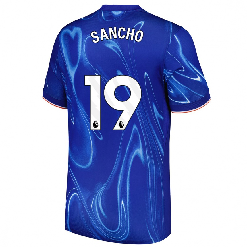 Enfant Football Maillot Jadon Sancho #19 Bleu Blanc Tenues Domicile 2024/25