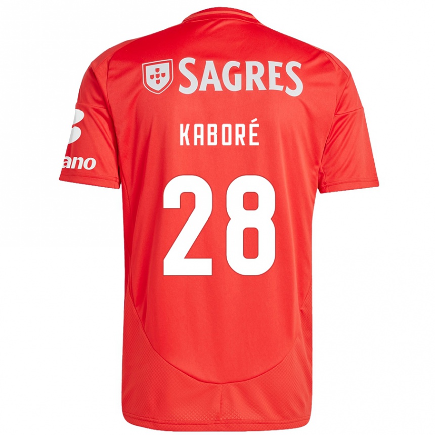 Enfant Football Maillot Issa Kabore #28 Rouge Blanc Tenues Domicile 2024/25