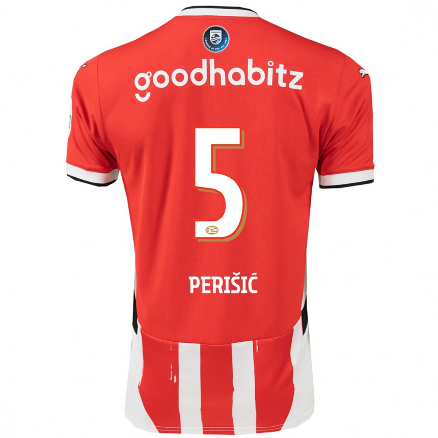 Enfant Football Maillot Ivan Perisic #5 Rouge Blanc Tenues Domicile 2024/25