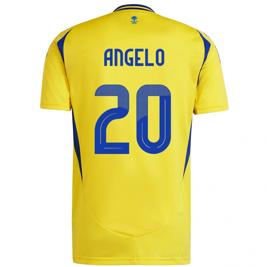 Enfant Football Maillot Ângelo #20 Jaune Bleu Tenues Domicile 2024/25