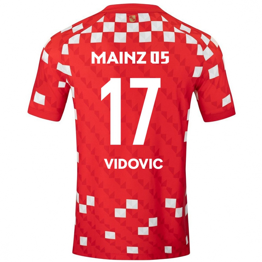 Enfant Football Maillot Gabriel Vidovic #17 Blanc Rouge Tenues Domicile 2024/25