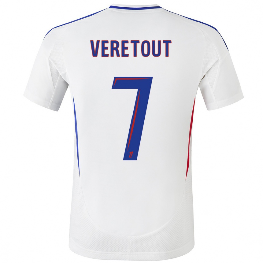 Enfant Football Maillot Jordan Veretout #7 Blanc Bleu Tenues Domicile 2024/25