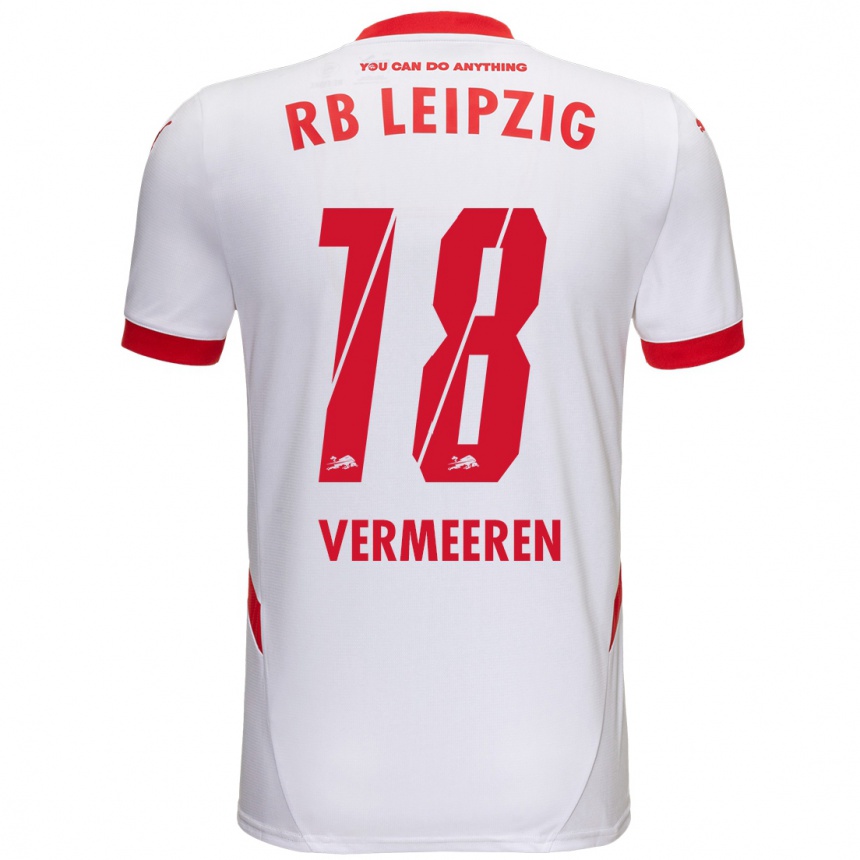 Enfant Football Maillot Arthur Vermeeren #18 Blanc Rouge Tenues Domicile 2024/25