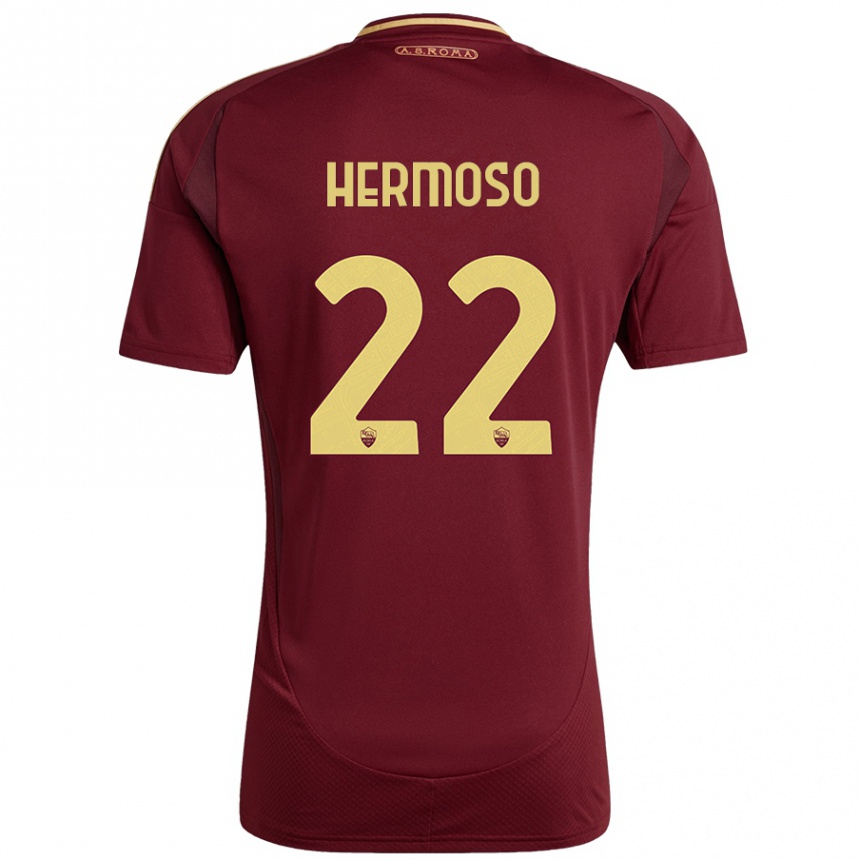 Enfant Football Maillot Mario Hermoso #22 Rouge Brun Or Tenues Domicile 2024/25