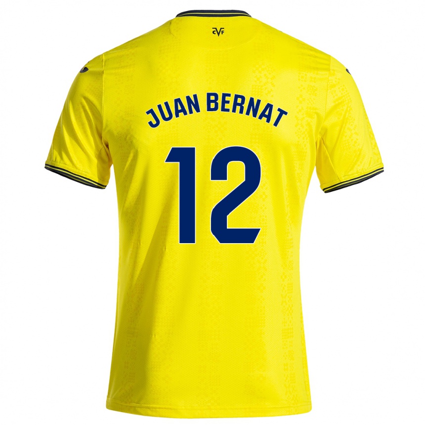 Enfant Football Maillot Juan Bernat #12 Jaune Noir Tenues Domicile 2024/25