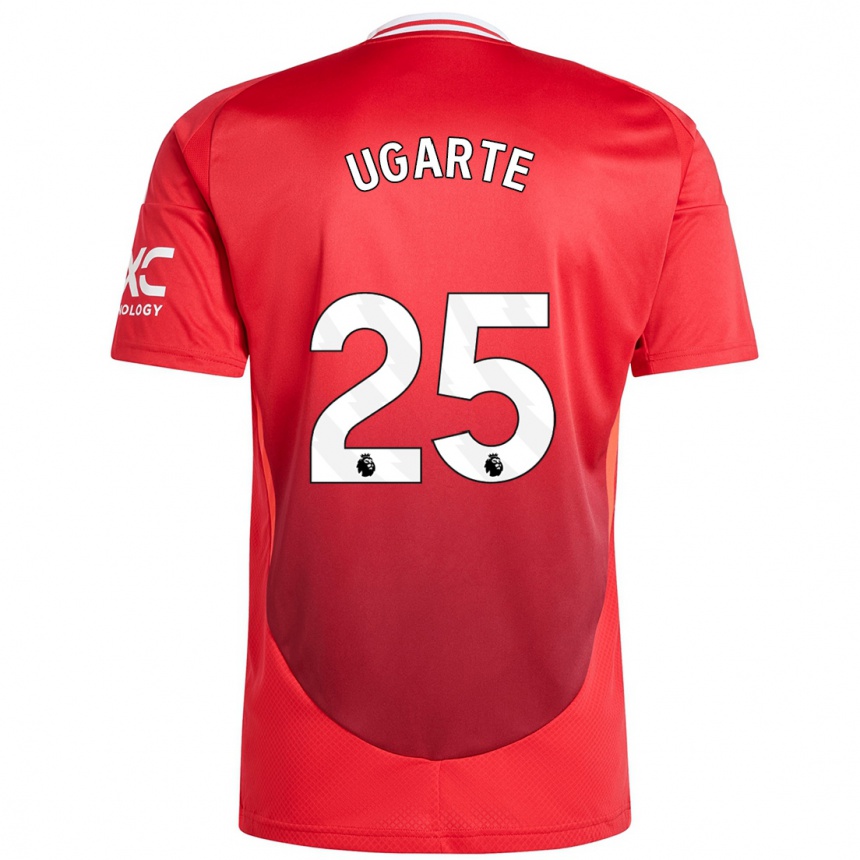 Enfant Football Maillot Manuel Ugarte #25 Rouge Vif Tenues Domicile 2024/25