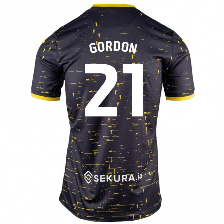 Enfant Football Maillot Kaide Gordon #21 Noir Jaune Tenues Extérieur 2024/25