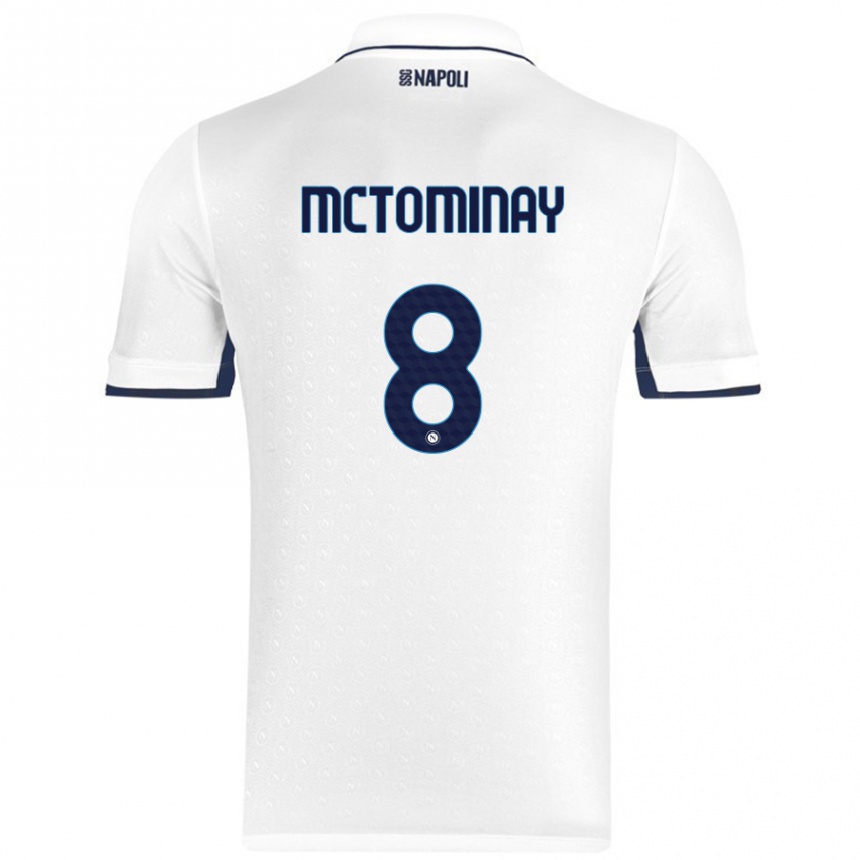 Enfant Football Maillot Scott Mctominay #8 Blanc Bleu Royal Tenues Extérieur 2024/25