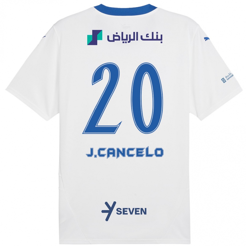 Enfant Football Maillot Joao Cancelo #20 Blanc Bleu Tenues Extérieur 2024/25