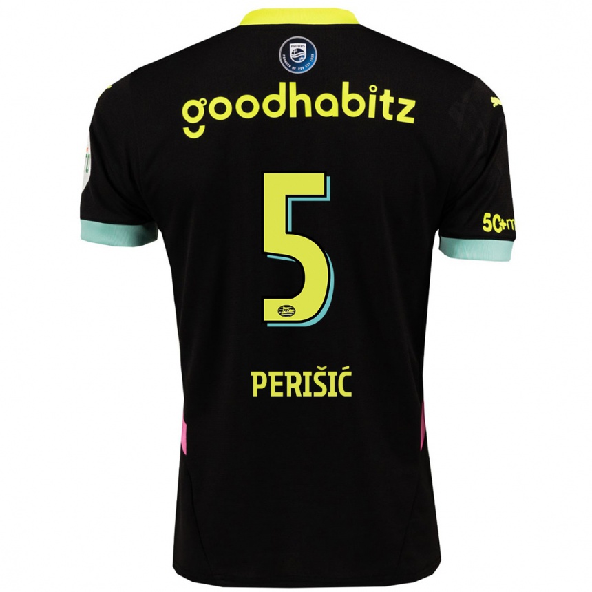 Enfant Football Maillot Ivan Perisic #5 Noir Jaune Tenues Extérieur 2024/25