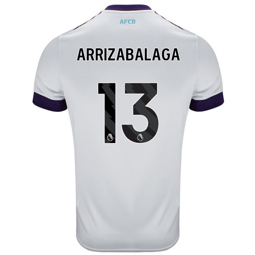 Enfant Football Maillot Kepa Arrizabalaga #13 Blanc Vert Violet Tenues Extérieur 2024/25