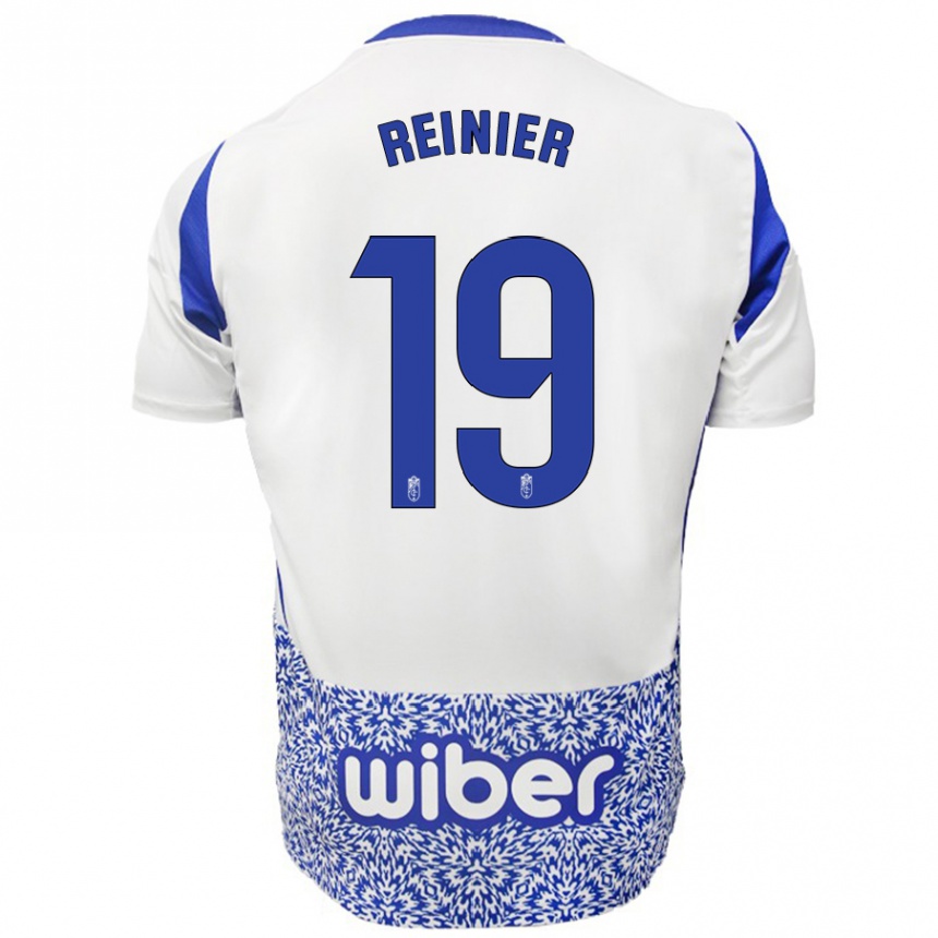 Enfant Football Maillot Reinier #19 Blanc Bleu Tenues Extérieur 2024/25