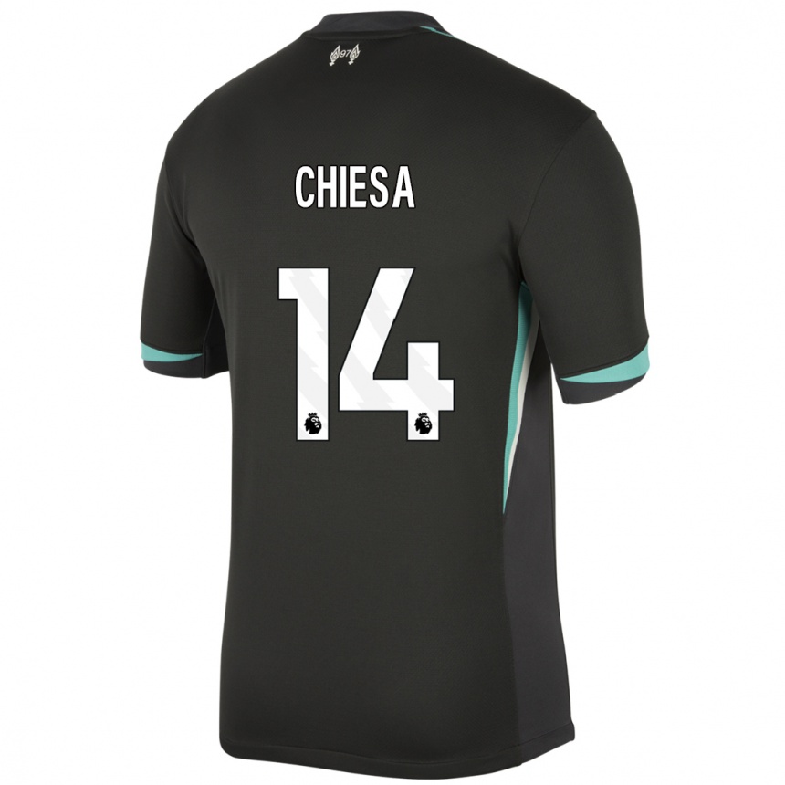 Enfant Football Maillot Federico Chiesa #14 Noir Anthracite Blanc Tenues Extérieur 2024/25