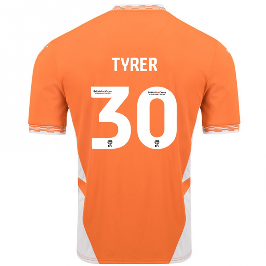 Enfant Football Maillot Harry Tyrer #30 Orange Blanc Tenues Domicile 2024/25