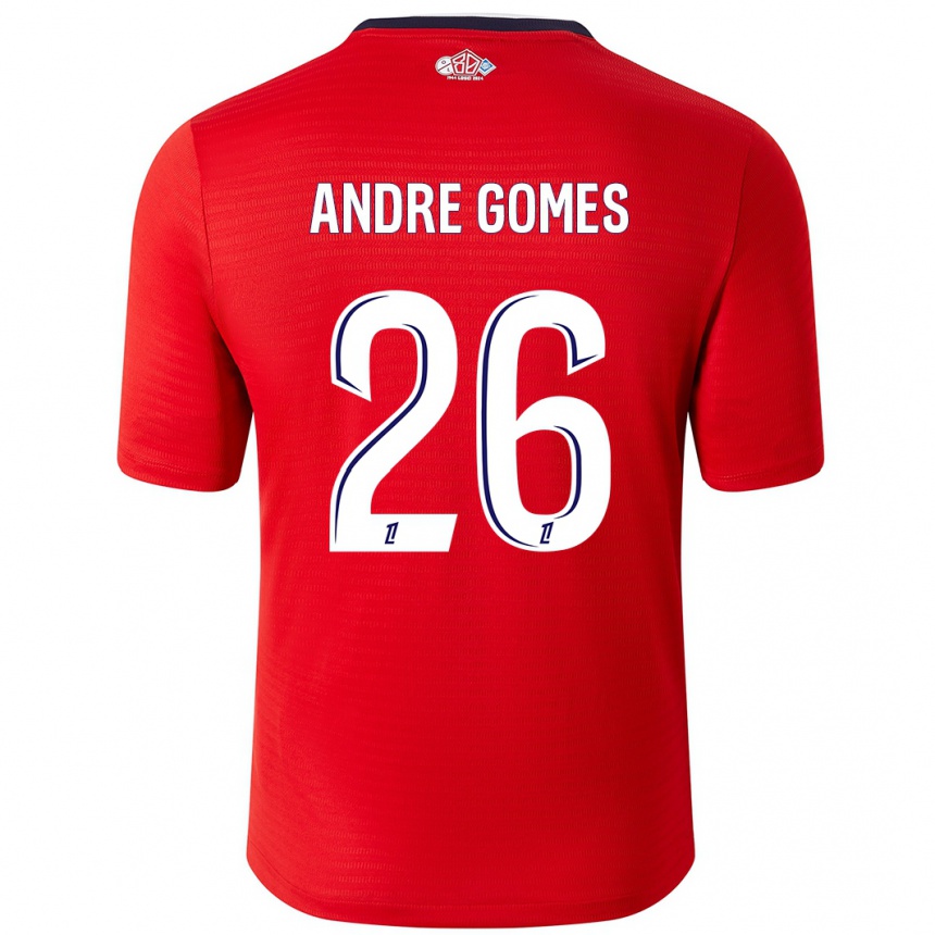 Enfant Football Maillot André Gomes #26 Rouge Blanc Tenues Domicile 2024/25