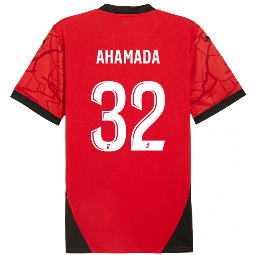 Enfant Football Maillot Naouirou Ahamada #32 Rouge Noir Tenues Domicile 2024/25