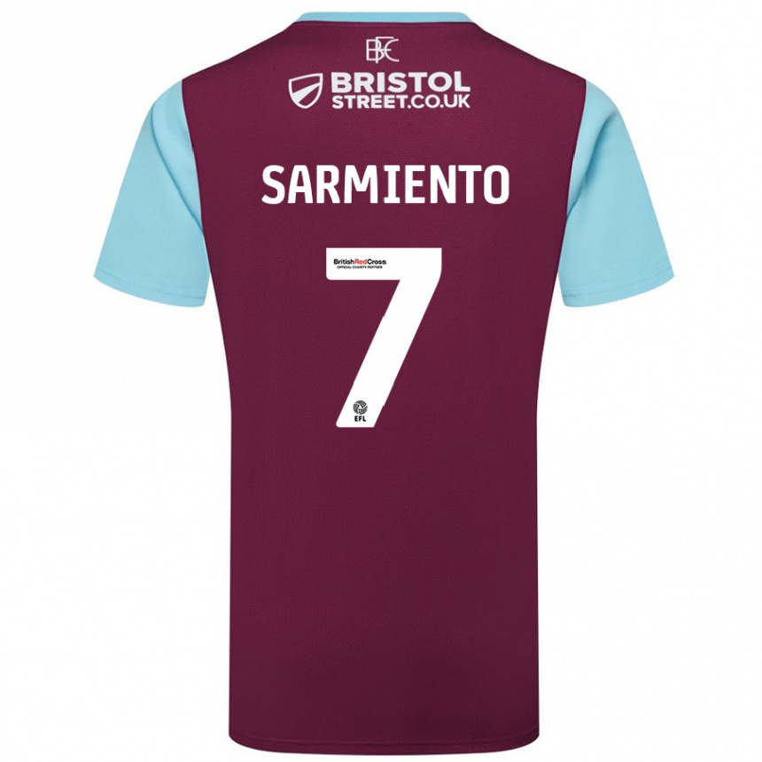 Enfant Football Maillot Jeremy Sarmiento #7 Bordeaux Bleu Ciel Tenues Domicile 2024/25