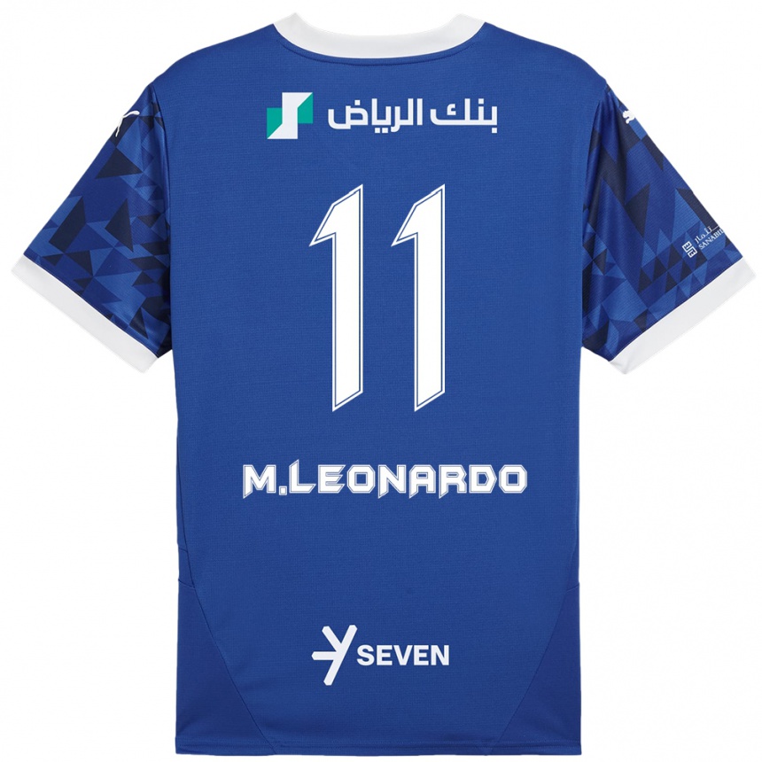 Enfant Football Maillot Marcos Leonardo #11 Bleu Foncé Blanc Tenues Domicile 2024/25