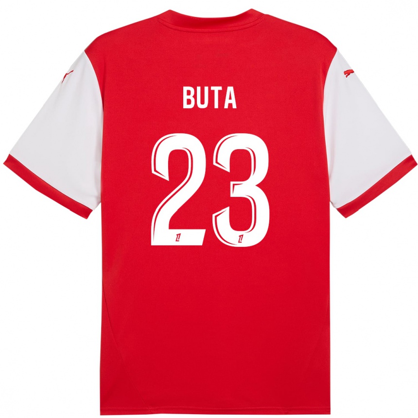 Enfant Football Maillot Aurélio Buta #23 Rouge Blanc Tenues Domicile 2024/25