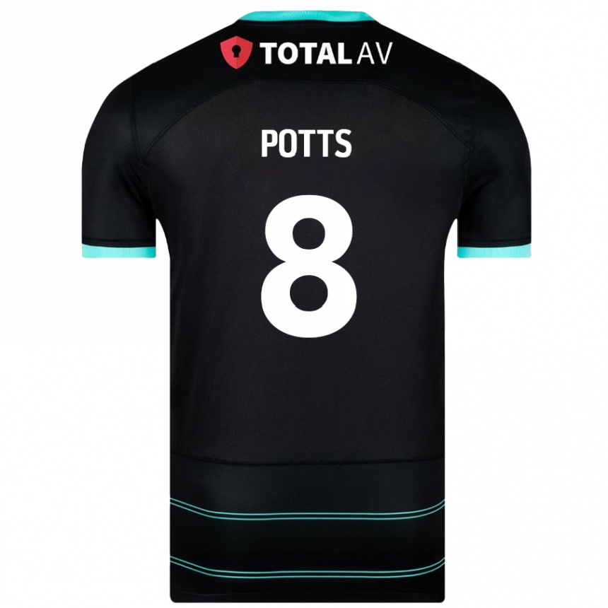 Enfant Football Maillot Freddie Potts #8 Noir Tenues Extérieur 2024/25