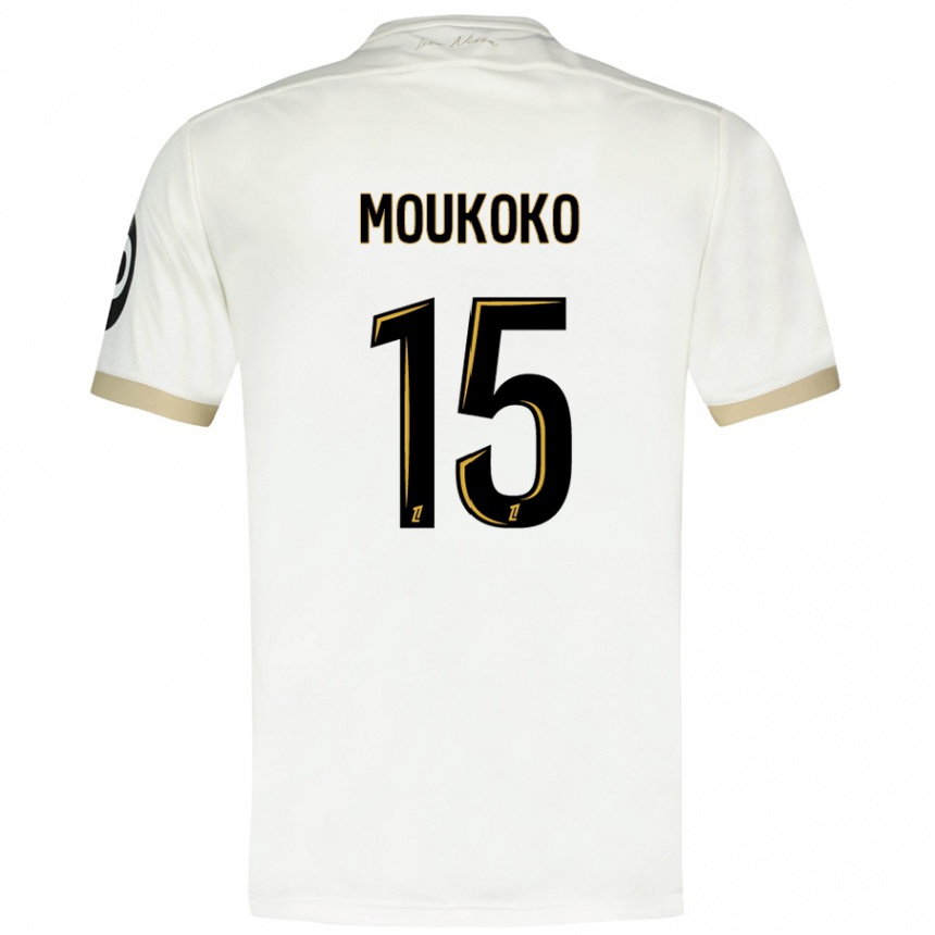 Enfant Football Maillot Youssoufa Moukoko #15 Blanc Doré Tenues Extérieur 2024/25